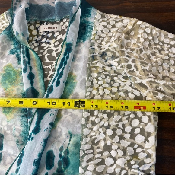 Knit & Love Women’s Green/Ivory Cardigan Cover Medium - Picture 5 of 9